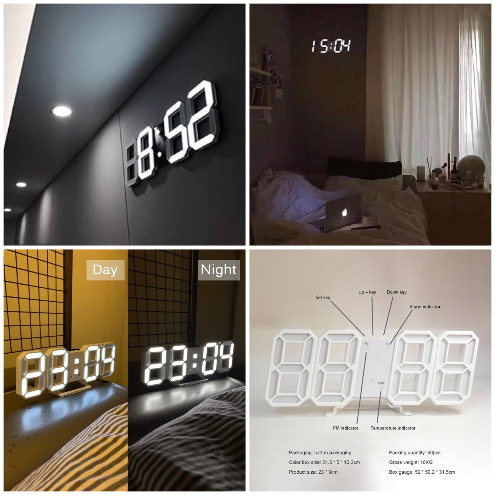 Multi-Functional Modern Design 3D LED Digital Clock