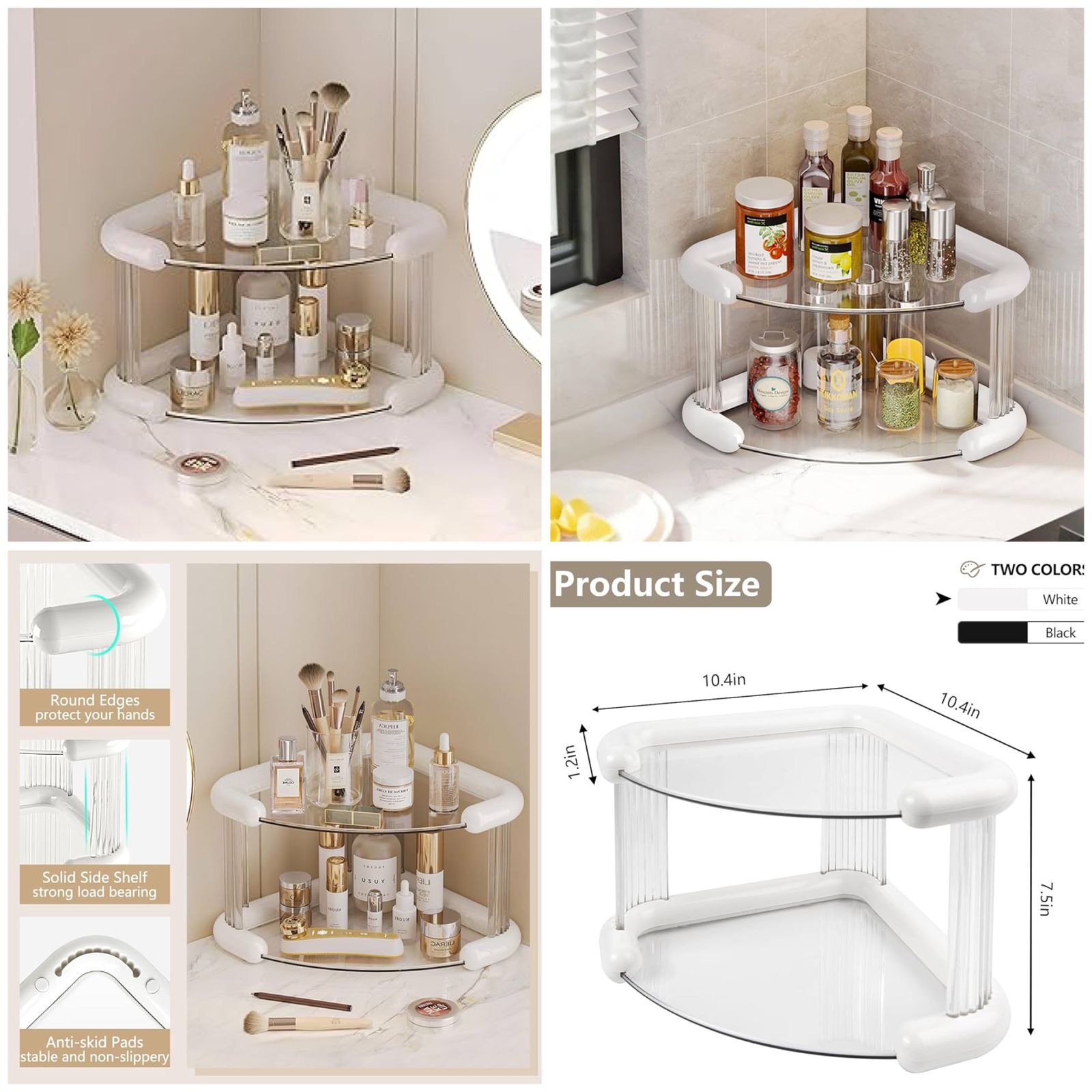 2-Tier Bathroom Countertop Organizer, Makeup Organizer Spice Rack for Kitchen